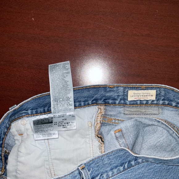Levi's Blue Distressed Jean Shorts 501 - Picture 3 of 7